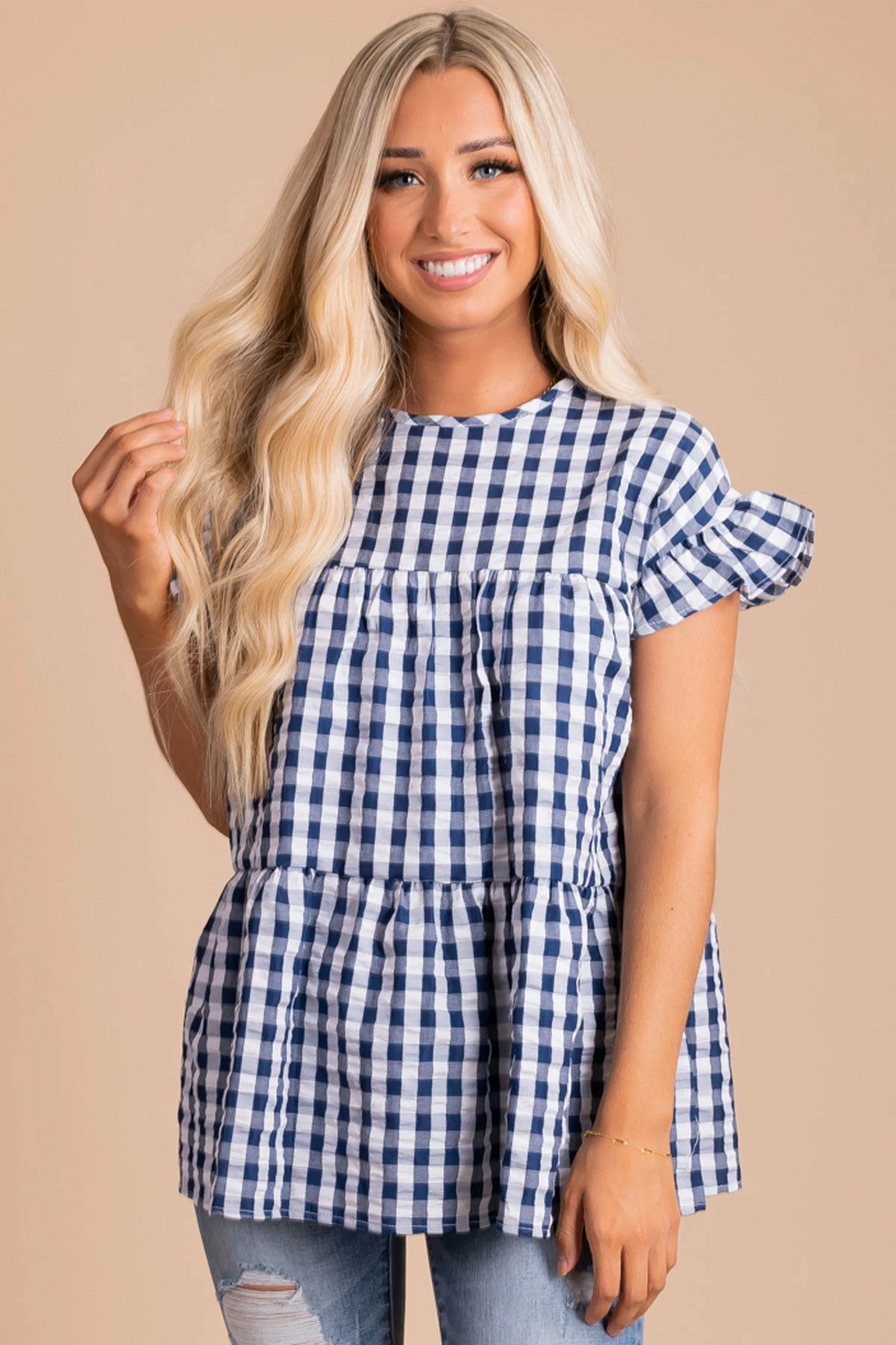 2 Hearts Be Unforgettable Gingham Peplum Top 6 2 Hearts Be Unforgettable Gingham Peplum Top - Image 6
