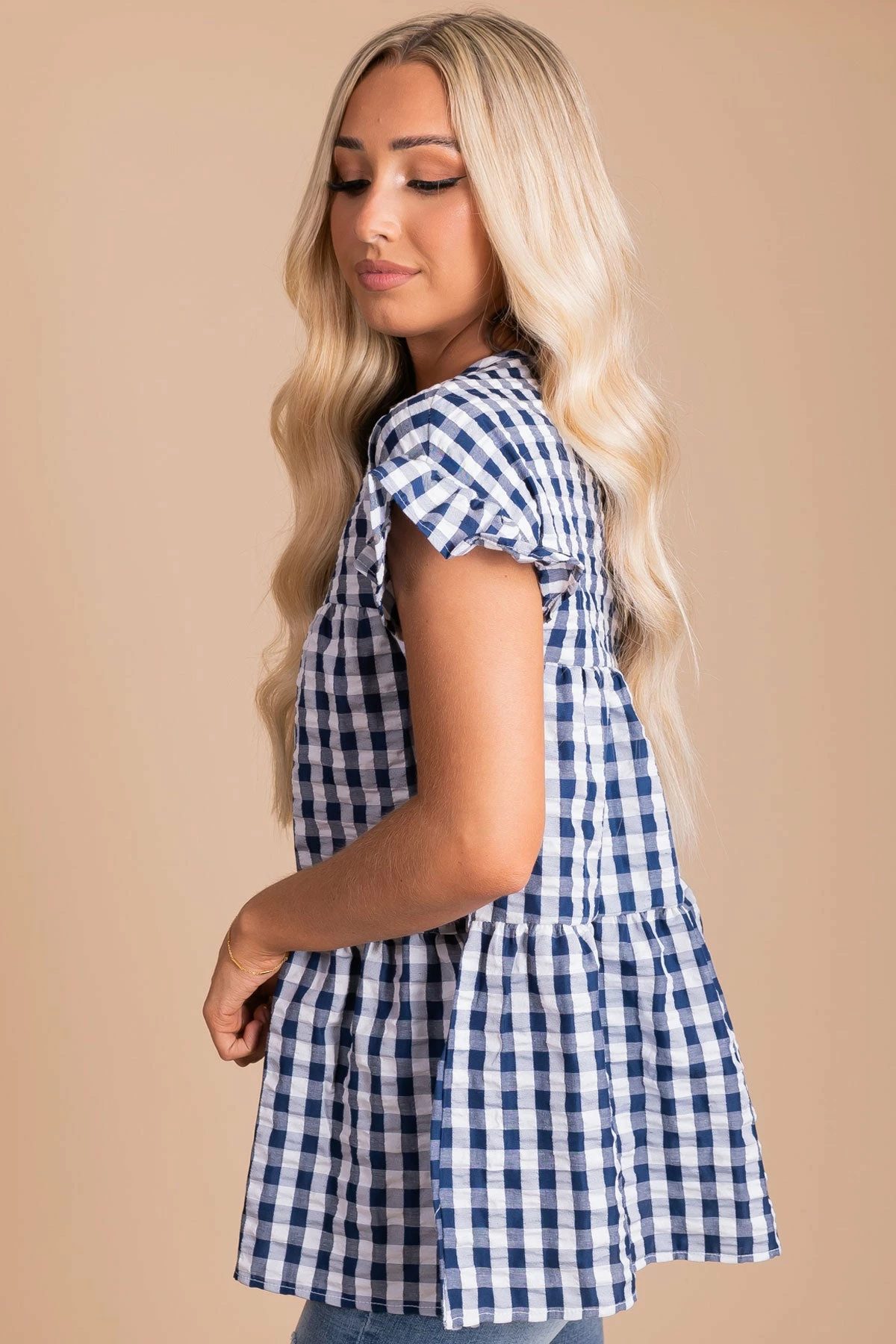 2 Hearts Be Unforgettable Gingham Peplum Top 7 2 Hearts Be Unforgettable Gingham Peplum Top - Image 7