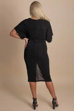 Lovely Day Dress To Impress Ruched Midi Dress -Bella Ella Sales black back 34567c77 5be7 4af0 8997 1df7ec38ddd1 5000x