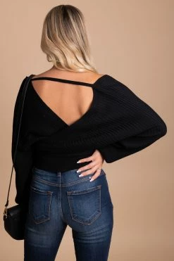 Love Tree / Style Melody Warm My Heart Long Sleeve Wrap Sweater -Bella Ella Sales black back 4c87e377 58b6 4b7b 8c00 929ca95117a2 5000x