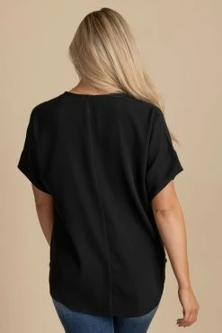 Zenana Born For This Short Sleeve Blouse -Bella Ella Sales black back 98888375 054c 40ae 9c6f fae124adf9fe 5000x