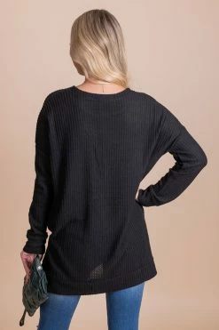 Zenana Life Goes On Long Sleeve Waffle Top -Bella Ella Sales black back a1b7a148 54ac 4b81 9915 96bd5ea5f974 5000x