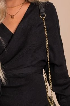 Active Basics Keep In Touch Long Sleeve Wrap Dress -Bella Ella Sales black detail c3f413f0 c867 47db 8cb3 6be759a1ddfc 5000x