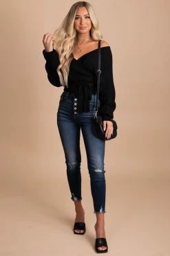 Love Tree / Style Melody Warm My Heart Long Sleeve Wrap Sweater -Bella Ella Sales black full aeccaae6 eb87 40cd b3ba 43e1ffd8aa13 5000x