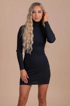 Lovetree Conquer The World Turtleneck Mini Dress -Bella Ella Sales black main d1d23650 812a 44a0 998f 7d632bdcf23e 5000x