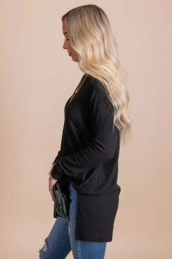 Zenana Life Goes On Long Sleeve Waffle Top -Bella Ella Sales black side baf21740 7425 4c2c ad16 aab03bd3537b 5000x