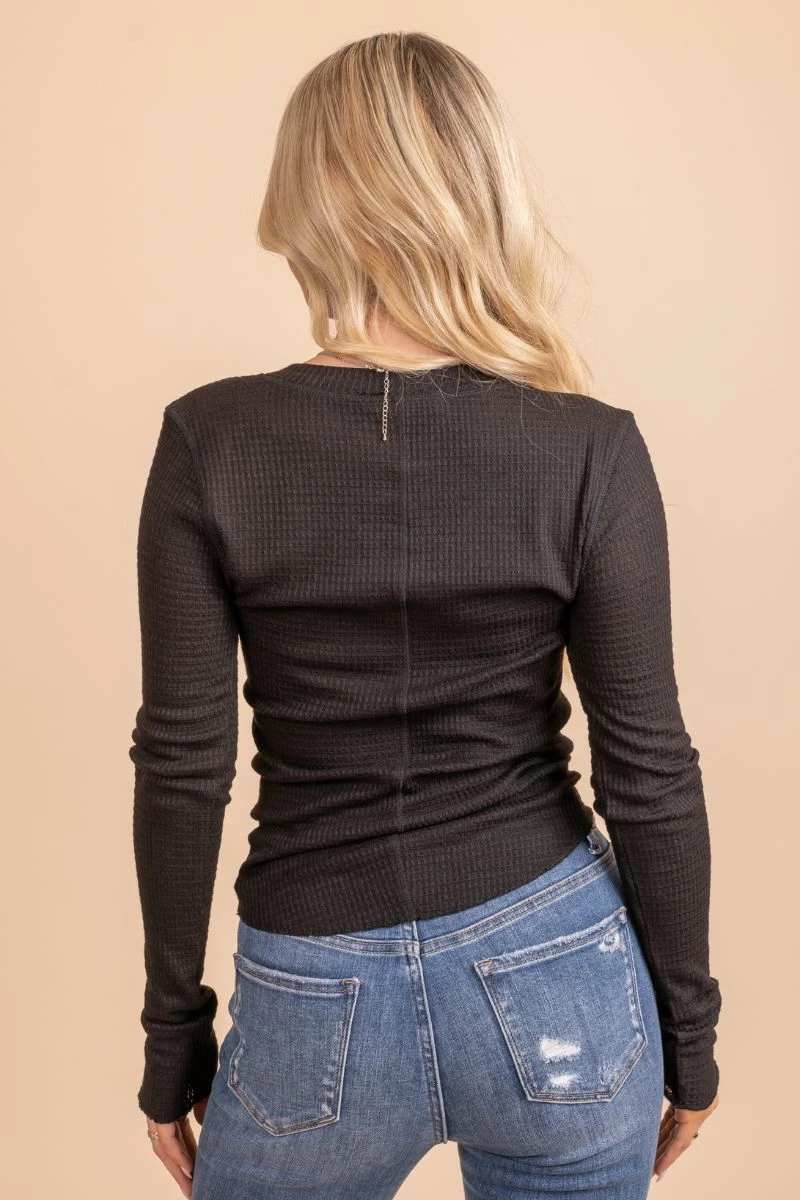 Zenana It's The Simple Things Waffle Knit Buttoned Top 7 Zenana It's The Simple Things Waffle Knit Buttoned Top - Image 7