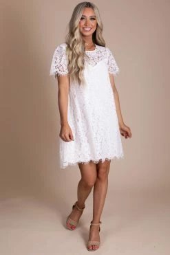 Jodifl Blissful Moments Lace Mini Dress - Off White -Bella Ella Sales blissful moments front 2 5000x