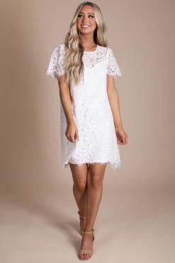 Jodifl Blissful Moments Lace Mini Dress - Off White -Bella Ella Sales blissful moments front 5000x
