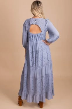 Listicle Make It Count Eyelet Detail Maxi Dress -Bella Ella Sales blue back a1c907db 07c7 4eed 9719 4a4b08d0c6a9 5000x