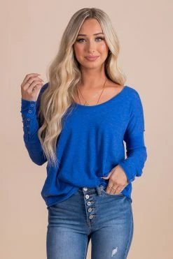 Impulse Off Price Harvest Wishes Long Sleeve Top -Bella Ella Sales blue front e311fab4 0393 4b7d bbee f27d032c5e63 5000x