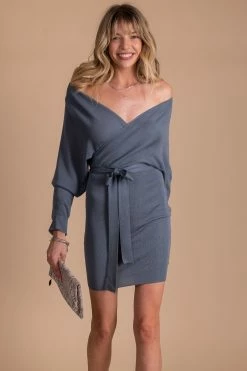 Active Basics Keep In Touch Long Sleeve Wrap Dress -Bella Ella Sales blue full 47d81c5a 865b 465c 8857 3ff0f7e1703d 5000x
