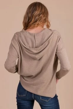 Dreamers Let's Fly Away Long Sleeve Hooded Sweater -Bella Ella Sales brown back 465315f5 865e 4e35 a882 2662627d90bb 5000x