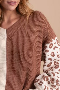 Eesome Wild Idea Two-Toned Knit Sweater -Bella Ella Sales brown detail 1ce3afef afc4 4b18 a270 cc6d78b1bbd0 5000x