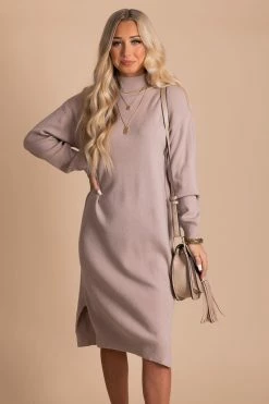 Almost Nothing Thinking Out Loud Long Sleeve Sweater Dress 26 Almost Nothing Thinking Out Loud Long Sleeve Sweater Dress -Bella Ella Sales brown front 23595ed3 eaec 430c b685 e6def86eac70 5000x