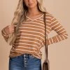 Bella Ella Boutique Everything You Need Burgundy Striped Top