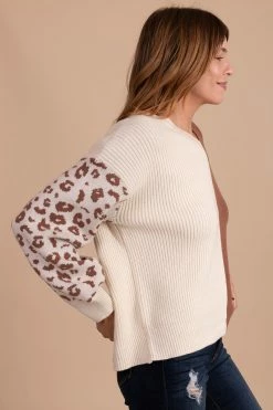 Eesome Wild Idea Two-Toned Knit Sweater -Bella Ella Sales brown side 1 5000x