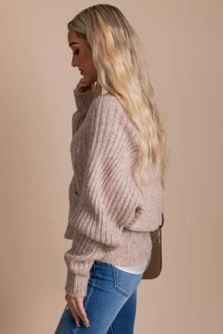 SOB Once In A Lifetime Long Sleeve Wrap Sweater -Bella Ella Sales brown side 3cb86542 a81b 4095 b8d6 be52df65e0b0 5000x