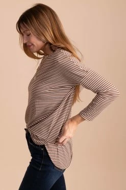 Ginger G Playing For Keeps Striped Long Sleeve Top -Bella Ella Sales brown side c3c9fd12 0b1f 445d b6b9 22fe382068fb 5000x