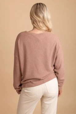 7th Ray Winds Of Winter Waffle Knit Top -Bella Ella Sales browntopback 5000x