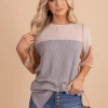Tres Bien Casual Friday Ribbed Color Block Top