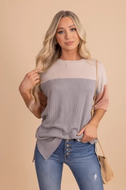 Tres Bien Casual Friday Ribbed Color Block Top
