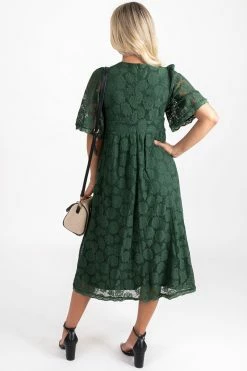 Listicle She's So Gorgeous Midi Dress -Bella Ella Sales dark green back 5000x
