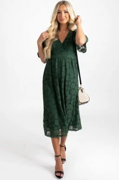Listicle She's So Gorgeous Midi Dress -Bella Ella Sales dark green front 5000x