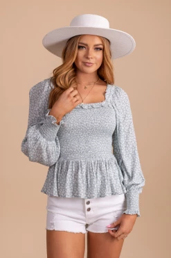 In Loom Desert Wildflower Smocked Long Sleeve Top 21 In Loom Desert Wildflower Smocked Long Sleeve Top -Bella Ella Sales desertwildflowersmockedtoplightbluefront 5000x