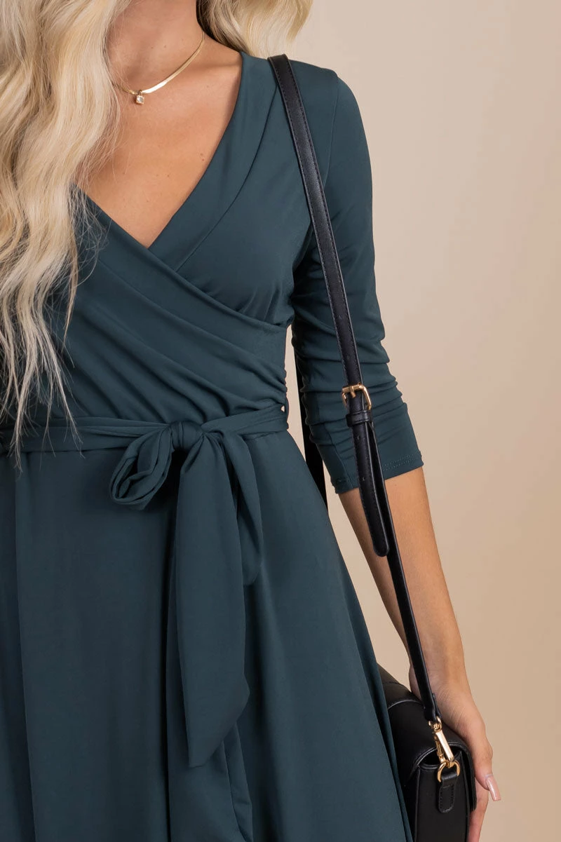 Janette Little Secrets V-Neck Maxi Dress - Dark Green 3 Janette Little Secrets V-Neck Maxi Dress - Dark Green - Image 3