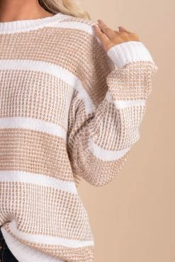 Stacatto Long Lost Love Striped Knit Sweater - Light Brown -Bella Ella Sales detail 663c0b52 b9f4 4322 aae6 614936ac37b5 5000x