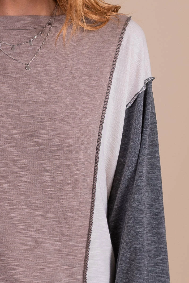 Bibi Young And In Love Color Block Top - Light Brown 3 Bibi Young And In Love Color Block Top - Light Brown - Image 3