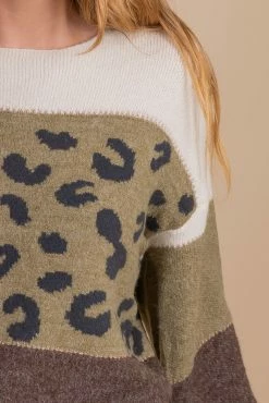 Davi + Dani Keep Me Close Animal Print Sweater - Green -Bella Ella Sales detail 70307915 2cfb 47c9 8ed9 638d3d1e561e 5000x
