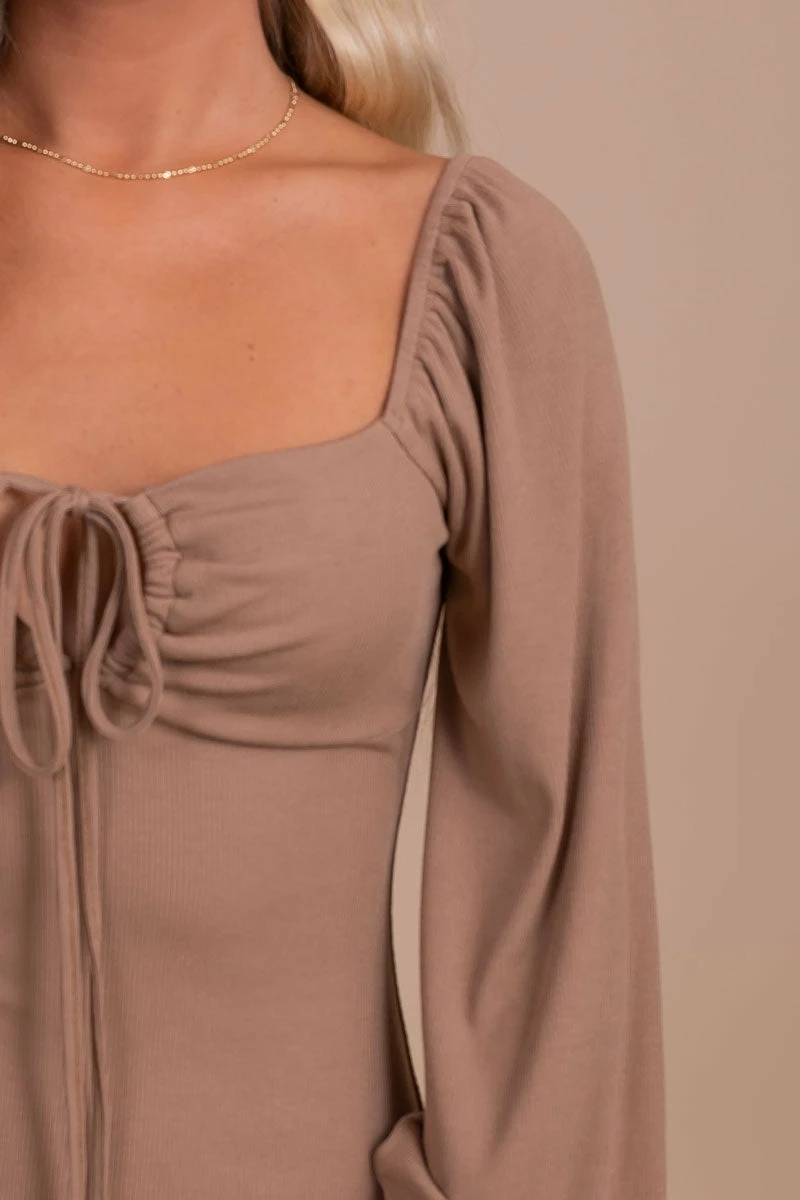 Le Lis Sugar Coated Puff Sleeve Mini Dress - Light Brown 3 Le Lis Sugar Coated Puff Sleeve Mini Dress - Light Brown - Image 3