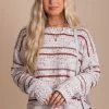Eesome Life Of The Party Striped Pullover Sweater - Off White