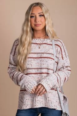 Eesome Life Of The Party Striped Pullover Sweater - Off White