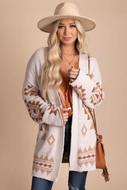 Very J Youthful Heart Tribal Print Cardigan - Off White -Bella Ella Sales front 76c1f02a 16b6 4b63 be27 7c714f6c3805 5000x