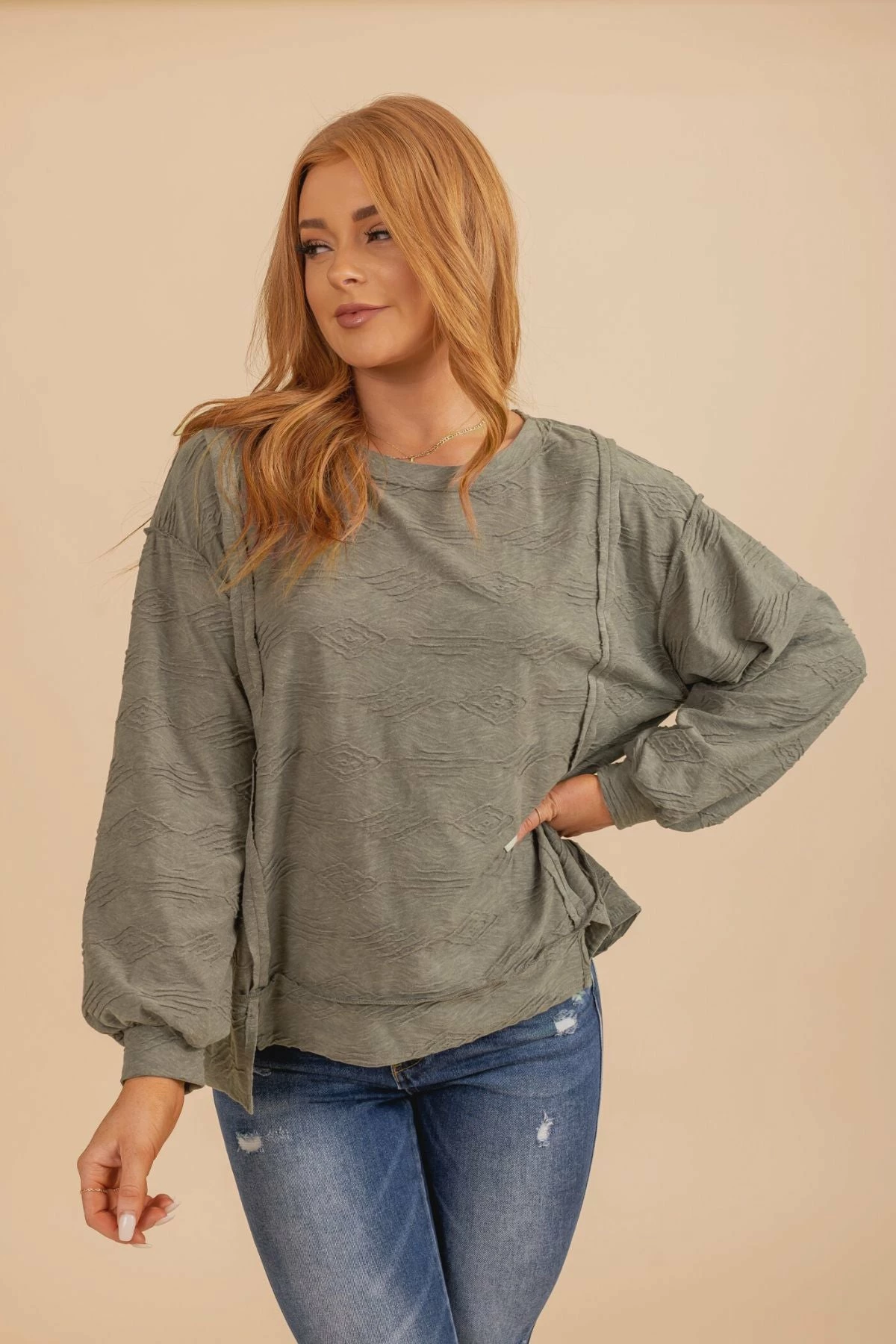 Bibi Live And Love Textured Long Sleeve Top 1 Bibi Live And Love Textured Long Sleeve Top
