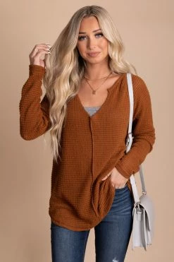 Bibi Turn A New Leaf V-Neck Sweater - Brown