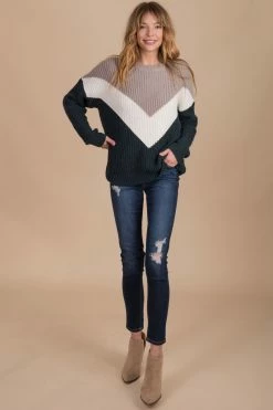 Eesome Let It Snow Chevron Striped Knit Sweater - Dark Green 9 Eesome Let It Snow Chevron Striped Knit Sweater - Dark Green -Bella Ella Sales full 53cbf70e 16ac 434b 821f 977697dc82c6 5000x