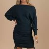 Mainstrip Secret Admirer Off-Shoulder Mini Dress - Dark Blue