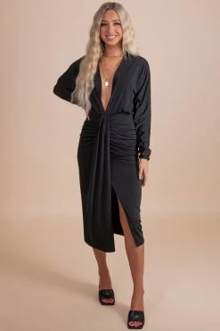 Cameo Knot Like The Rest Midi Dress - Black