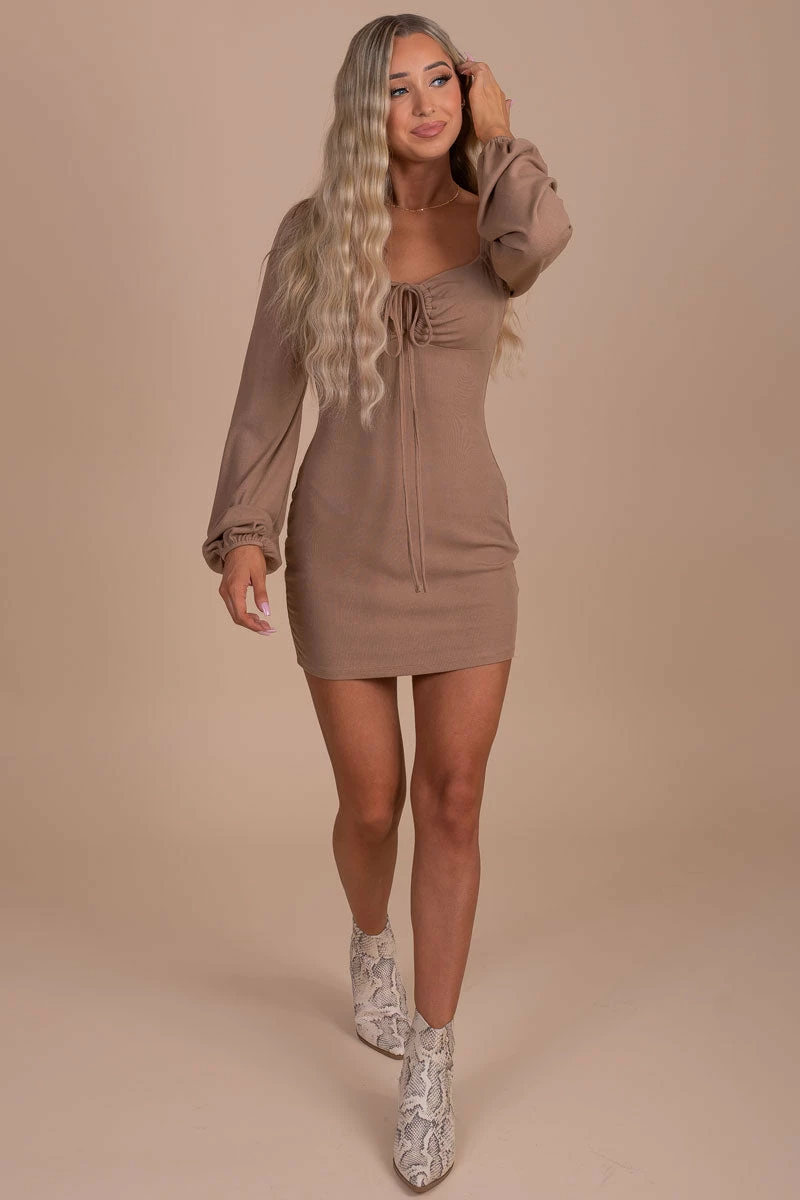 Le Lis Sugar Coated Puff Sleeve Mini Dress - Light Brown 5 Le Lis Sugar Coated Puff Sleeve Mini Dress - Light Brown - Image 5
