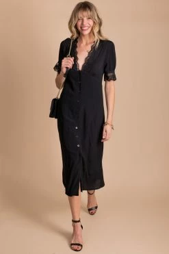 Kay Fashion Making Memories Button Down Slip Dress - Black