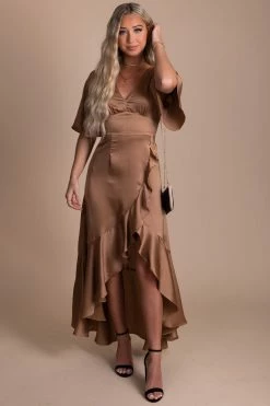 Dress Day Stop And Stare Shimmery Maxi Dress -Bella Ella Sales gold front 5000x