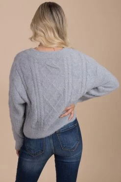Love Tree / Style Melody Warm By The Fire Knit Sweater -Bella Ella Sales gray back 2386e5d8 ab07 4042 84ad a62cd3b84906 5000x