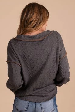 Bibi Loving You V-Neck Knit Sweater -Bella Ella Sales gray back 37218ee3 d675 4081 992c 974c7c2d6f48 5000x