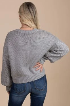 Very J Winter Splendor Textured Knit Sweater -Bella Ella Sales gray back ffa052a0 f883 40dc 9c5f 0287ab046c9c 5000x