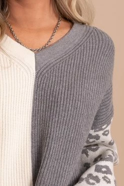 Eesome Wild Idea Two-Toned Knit Sweater -Bella Ella Sales gray detail fa426c95 ee47 4ebc 8eac c5f37acc9db4 5000x