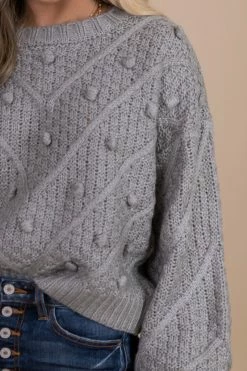 Very J Winter Splendor Textured Knit Sweater -Bella Ella Sales gray detail fae6998c 7baf 4684 bc85 9b04b9f6eada 5000x